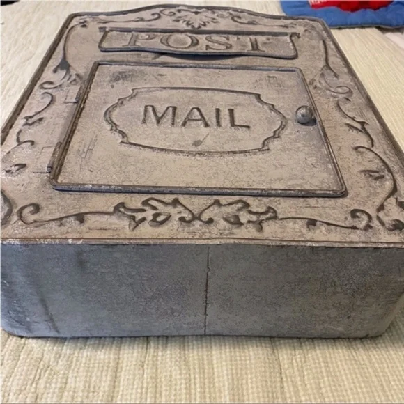 NEW gray metal retro wall mount mail box
